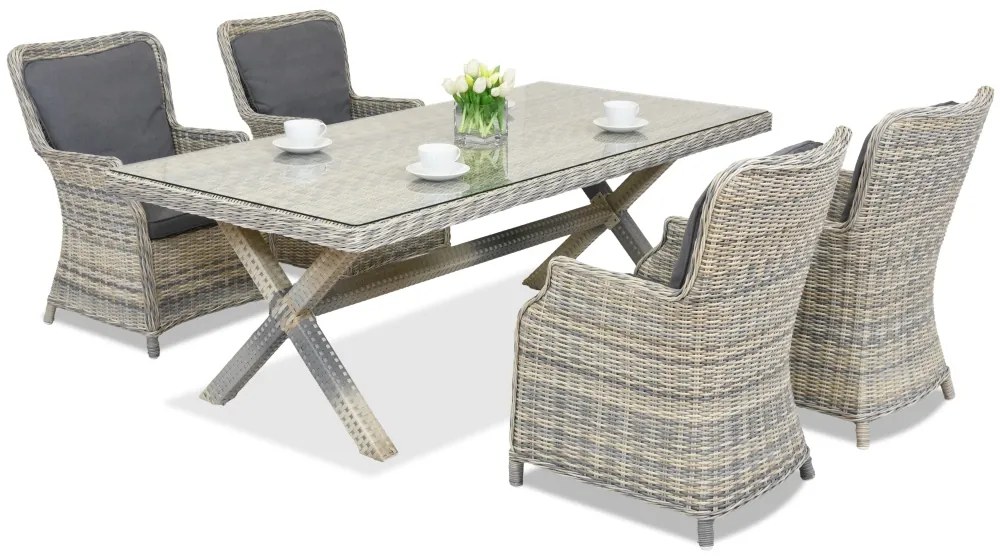 London technorattan eetset voor 4 personen Garden Point antraciet