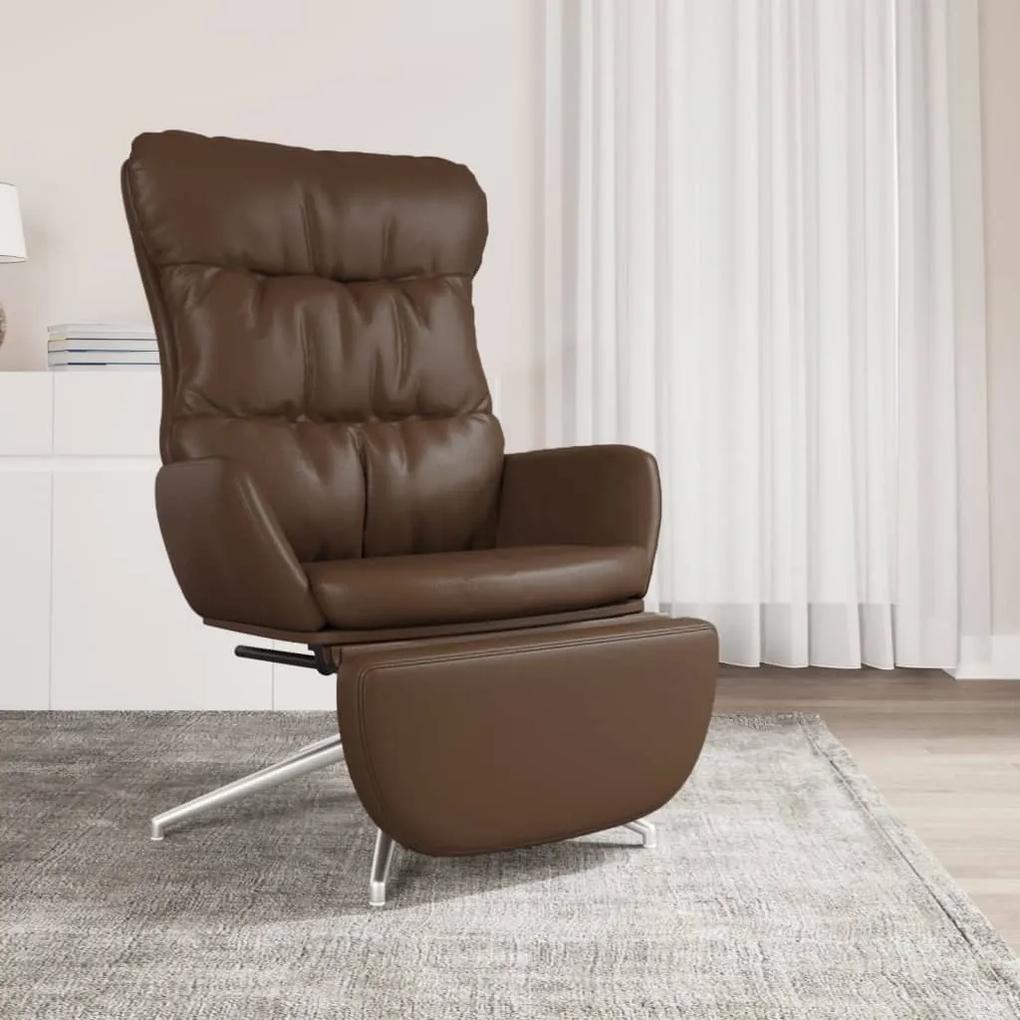 vidaXL Relaxstoel met voetensteun echt leer en kunstleer bruin