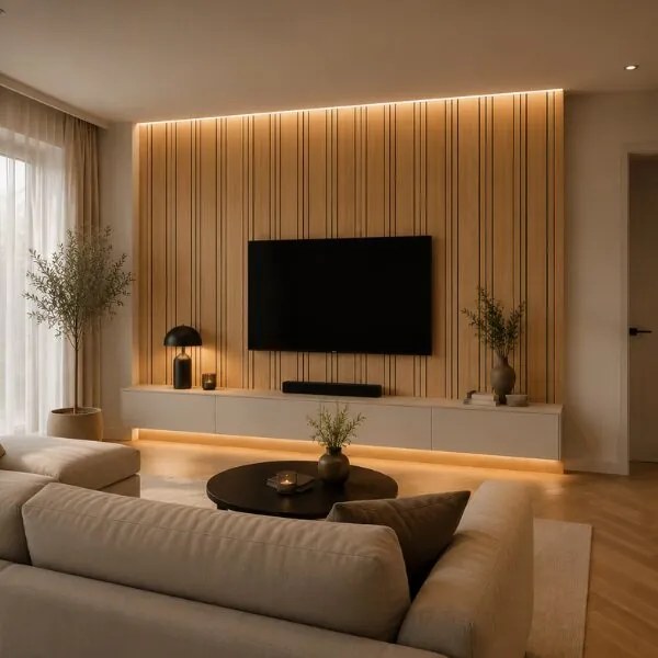 SMART AKU NATURAL OAK 260x30CM - 260 cm x 30 cm x 0.6 cm | 2 kg | Paneli akoestische wandpanelen - AKU Wandpanelen