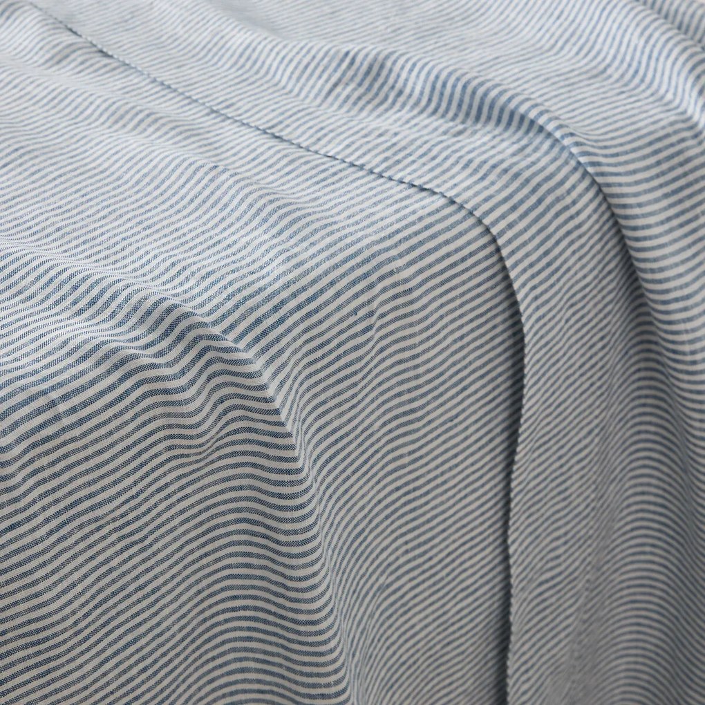 Plat laken in gewassen Lina, Limona blauw