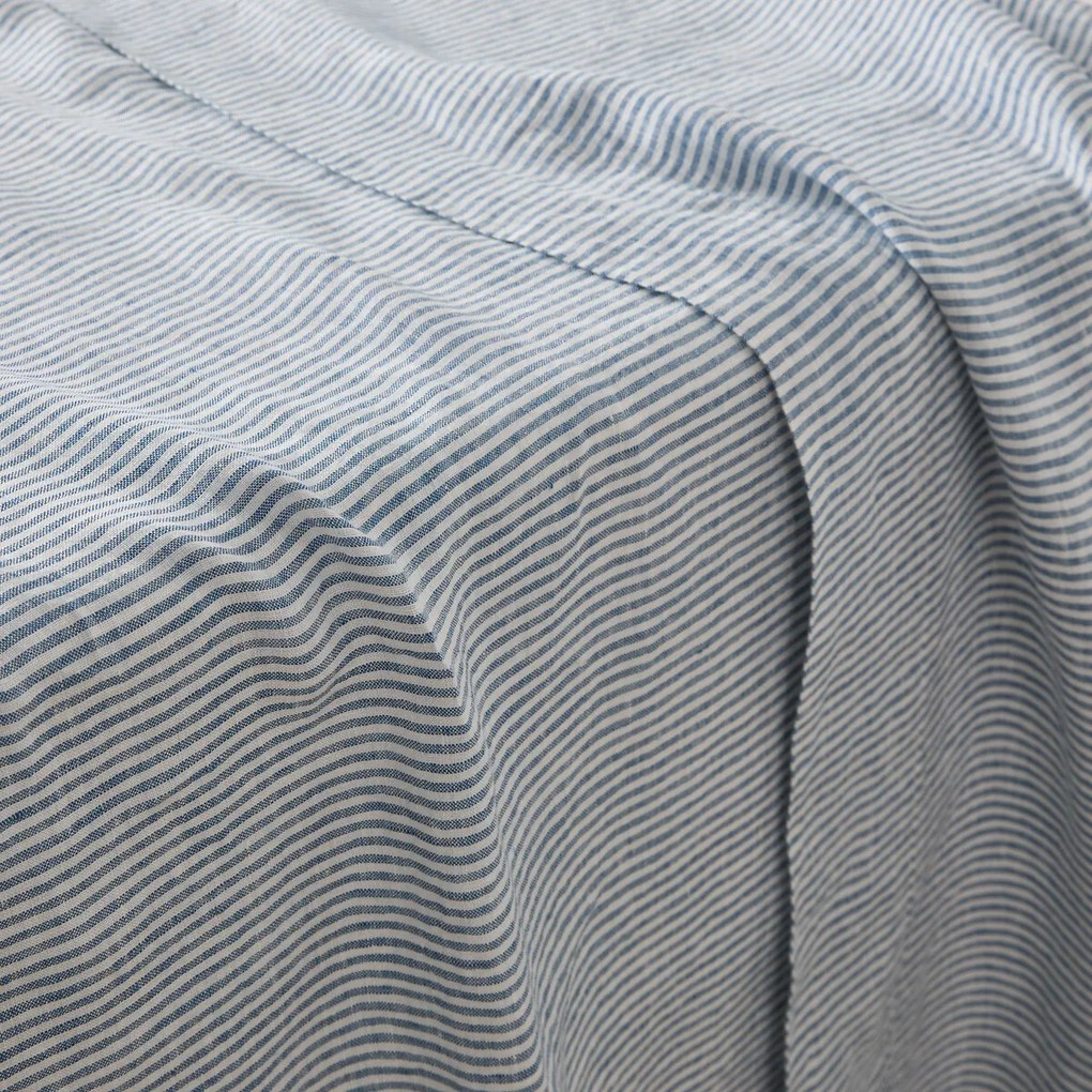 Plat laken in gewassen linnen, Limona blauw