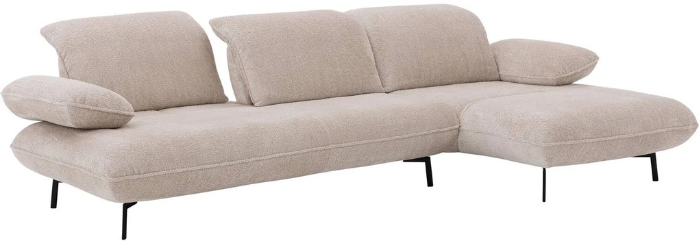Goossens Excellent Bank Leandro beige, stof, 2,5-zits, modern design met chaise longue rechts