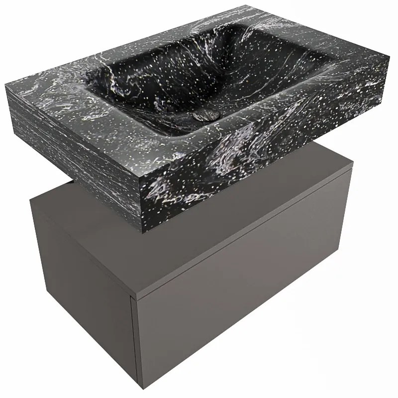 Mondiaz Alan DLux badmeubel 70cm dark grey 1 lade met wastafel lava midden zonder kraangat