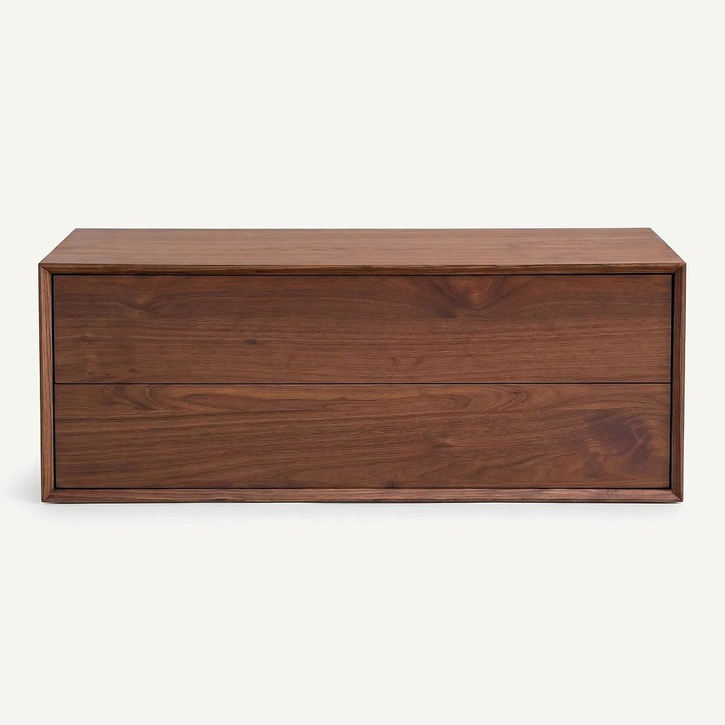 Nachtkastje met 2 lades, B110 x D42 cm, walnootfineer, Archivita XL