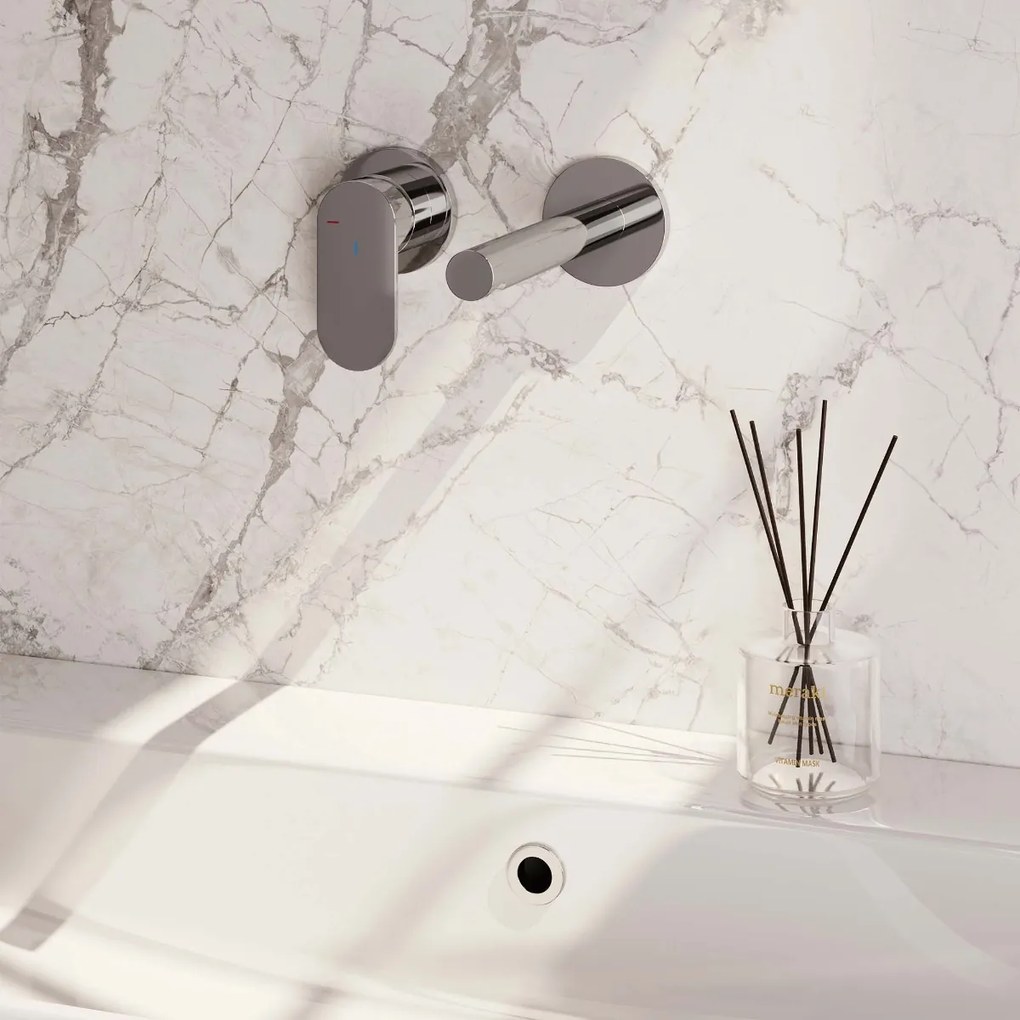 Brauer Chrome Edition ColdStart wastafelkraan inbouw rechte uitloop en rozetten model C2 chroom