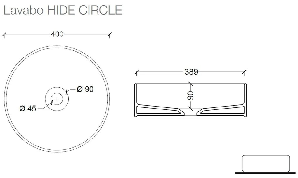 Salenzi Hide Circle opbouw wastafel waskom mat grijs 40x12cm