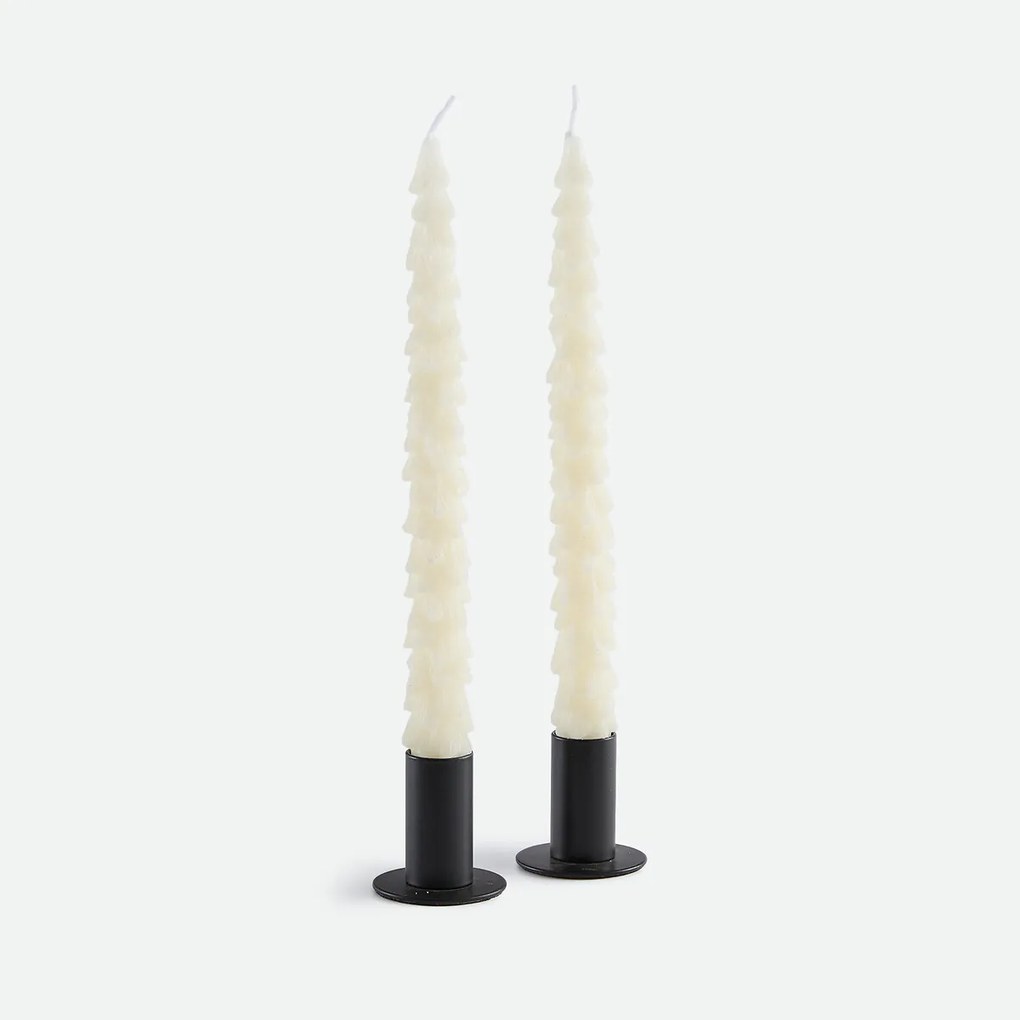 Set van 2 kaarsen in de vorm van een kerstboom, van was, CASPAR