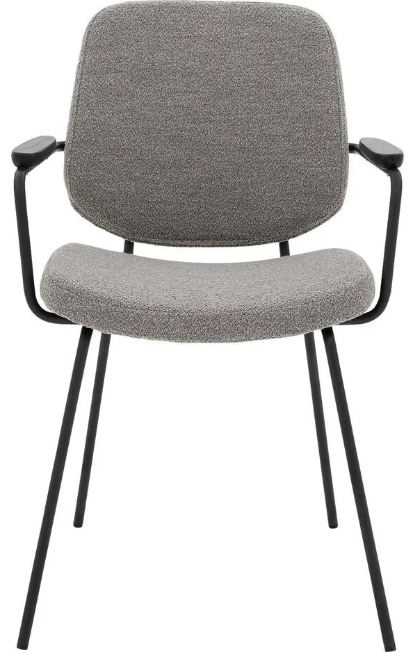 Goossens Eetkamerstoel Hjalmar grijs stof met armleuning, modern design