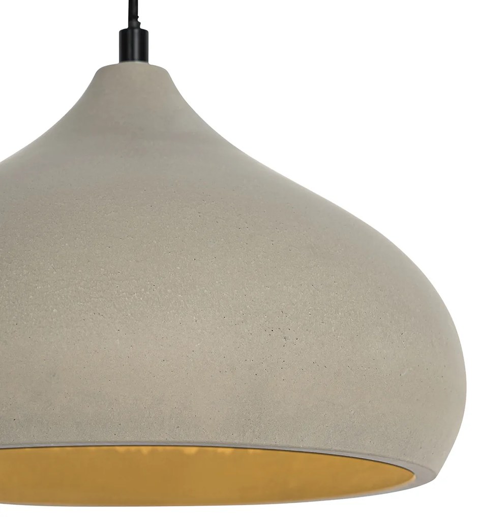 Moderne hanglamp zwart met betonnen kap - Nick Modern, Industriele / Industrie / Industrial E27 rond Binnenverlichting Lamp