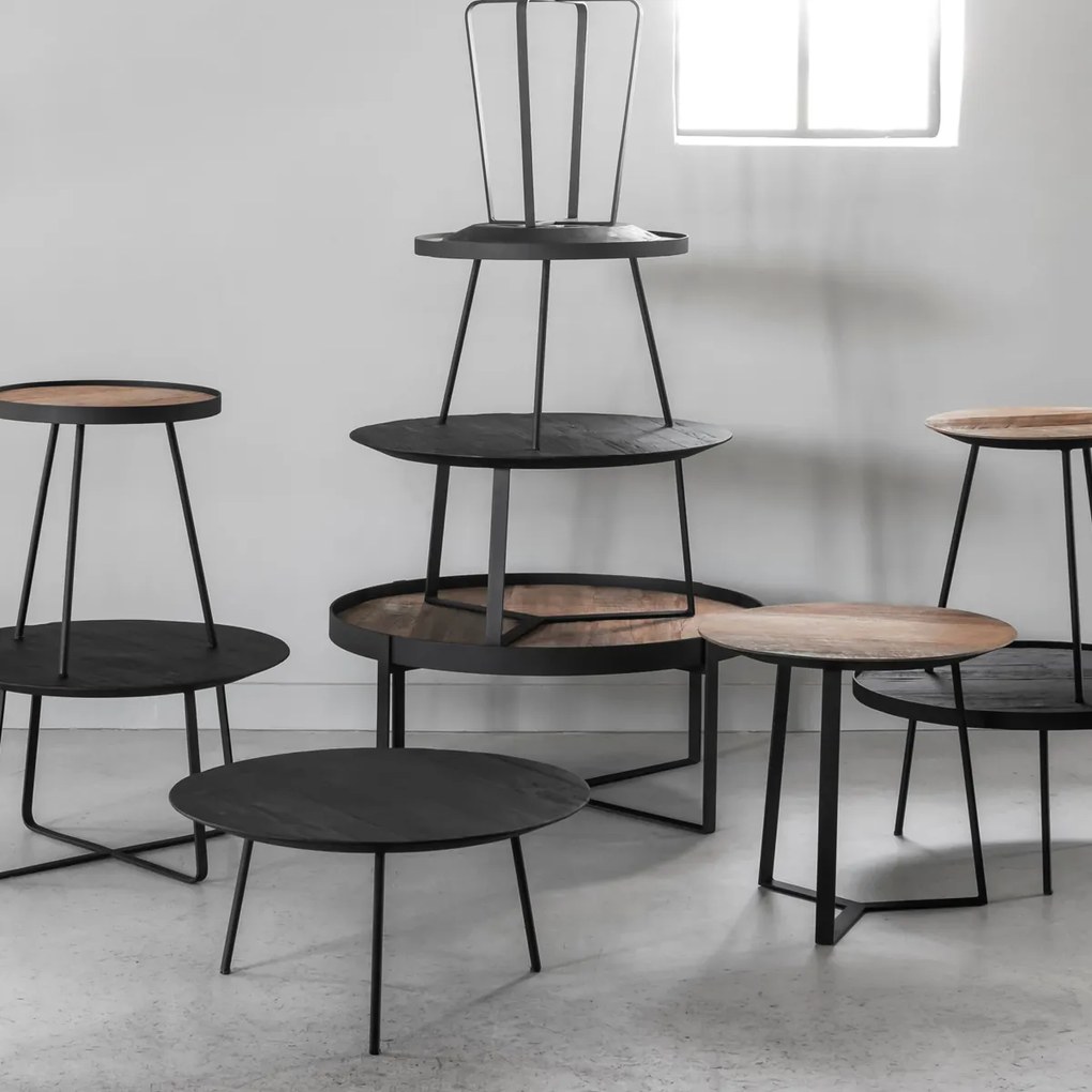Salontafelset Teak En Metaal Naturel
