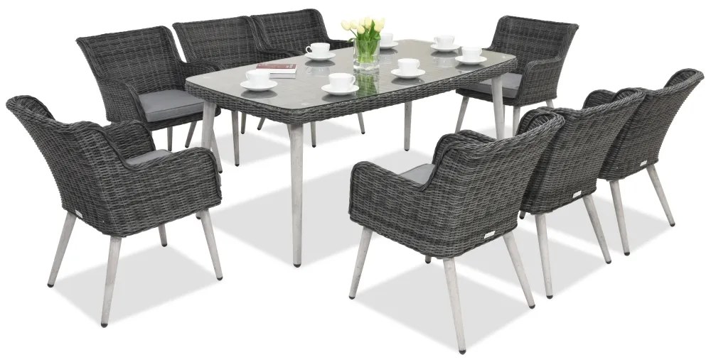 Exclusieve dining tuinset van kunststof rotan Córdoba antraciet voor 8 personen Garden Point