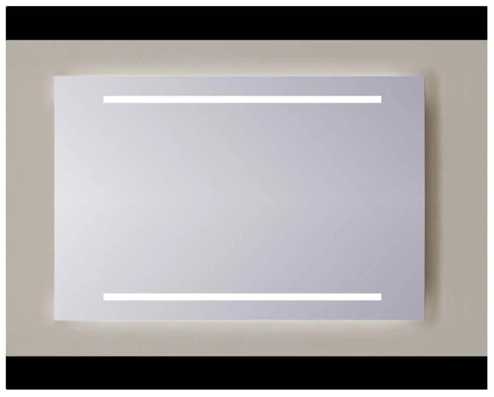 Sanicare Q-mirrors spiegel zonder omlijsting / PP geslepen 65 cm.  twee horizontale banen cold white Leds