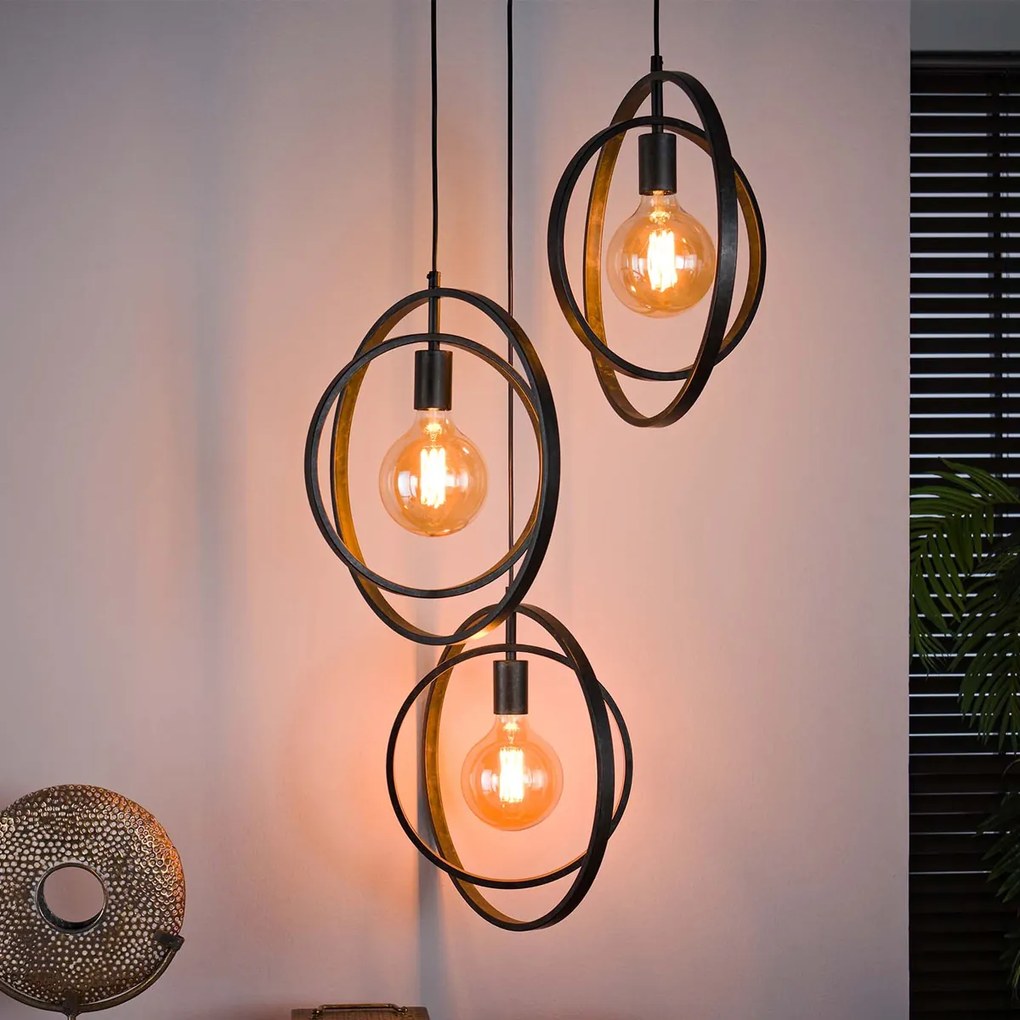 Hanglamp Metalen Ringen Zwart