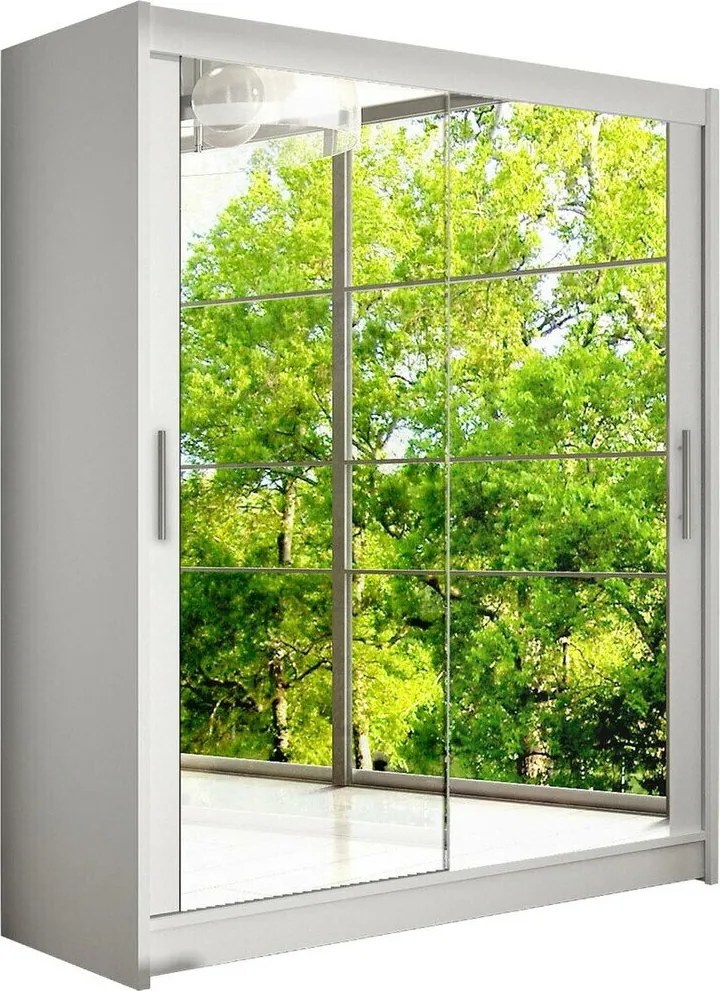 Kledingkast Closico Camera XI, Wit, 200x150x58cm, 114 kg, Kledingkast deuren: Schuivend, Aantal planken: 5, Aantal planken: 5