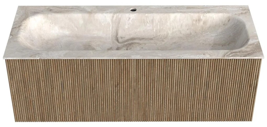 Mondiaz Kurve-dlux 120cm badmeubel dusk met 1 lade en wastafel big large midden 1 kraangat frappe