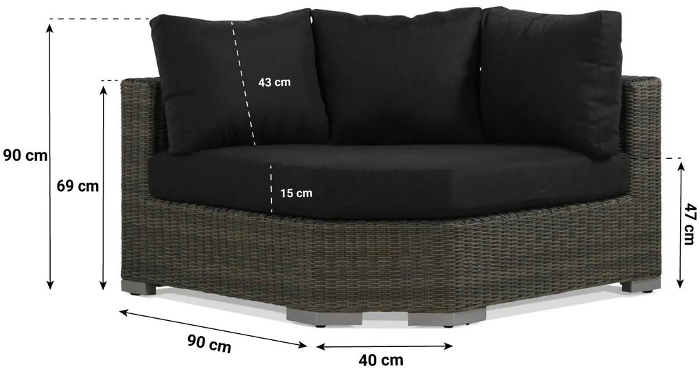 Hoek loungeset 5 personen Wicker Taupe  Garden Collections Toronto/Cuba