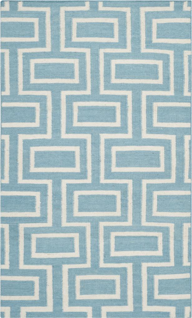 Safavieh | Handgeweven vloerkleed Kinsley 90 x 150 cm lichtblauw, ivoor vloerkleden wol, katoen vloerkleden & woontextiel vloerkleden