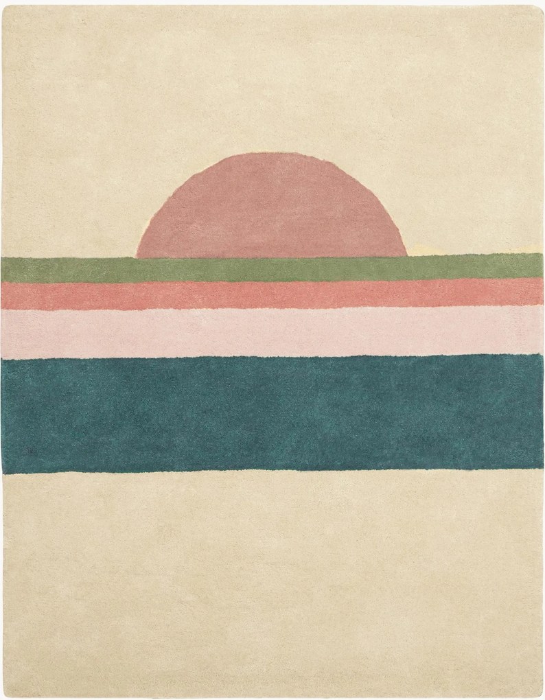 Handgetuft kindervloerkleed Sunset Pink Green