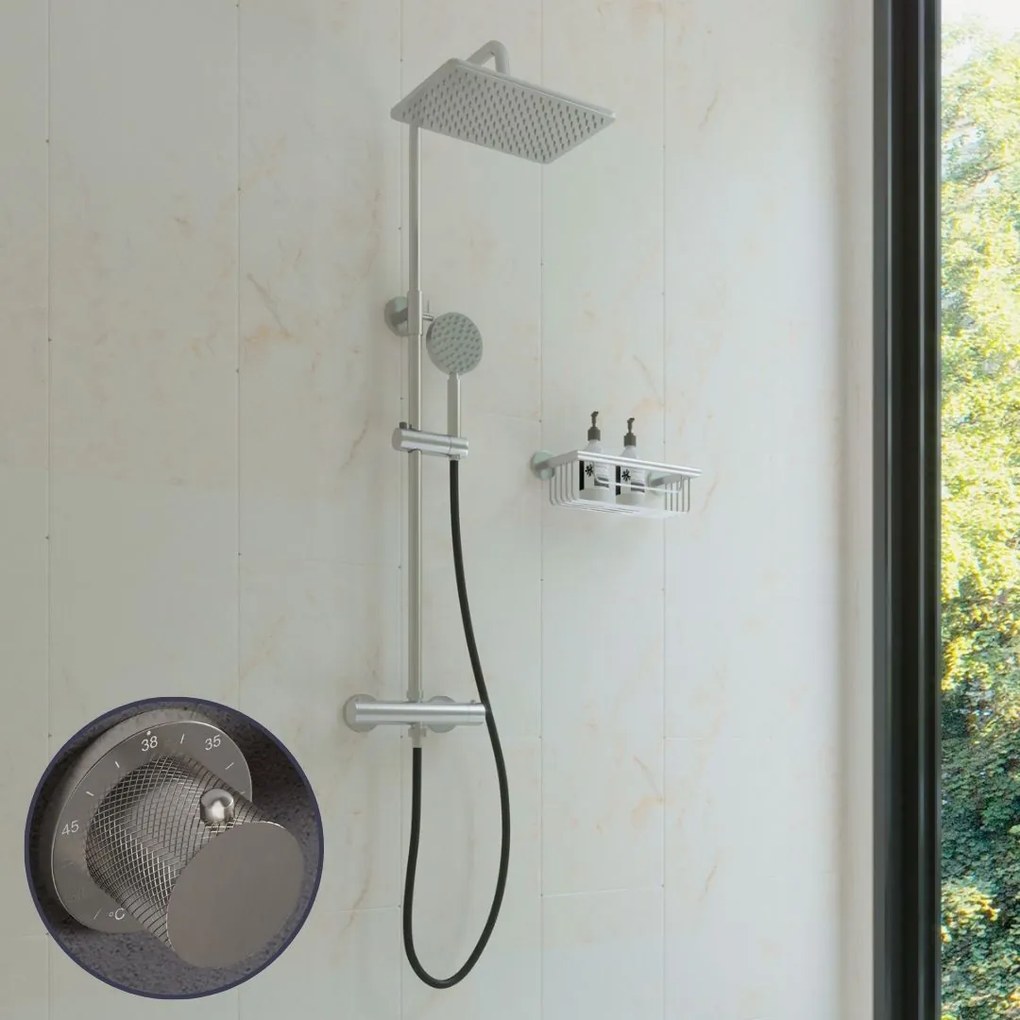 Saniclear Vision Curved Pro opbouw regendouche met 20x30cm hoofddouche RVS