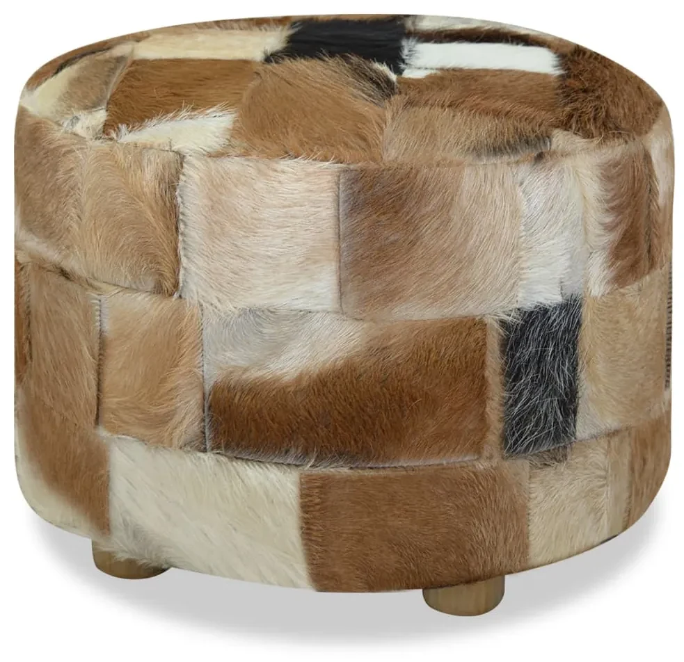 vidaXL Poef rond 50x50x45 cm echt leer