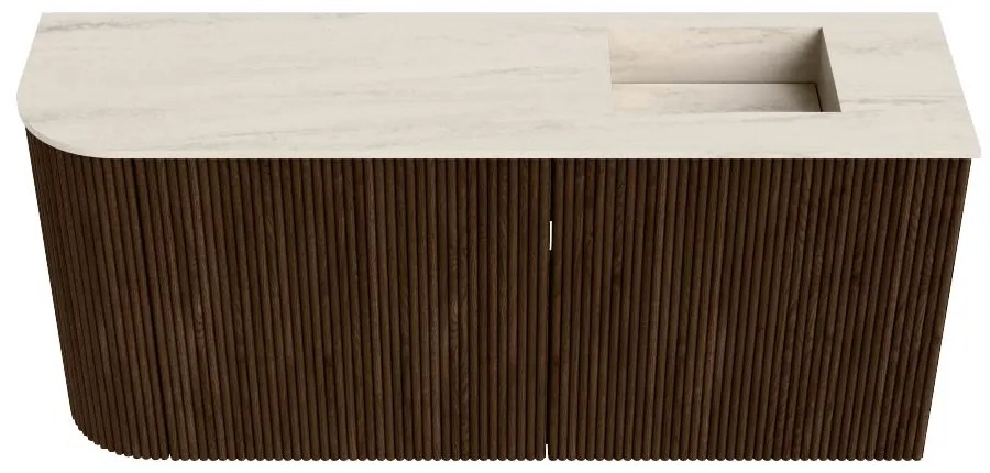 Mondiaz Joya DLux 90cm toiletmeubel ronding links walnut met wastafel faye rechts 1 kraangat meli