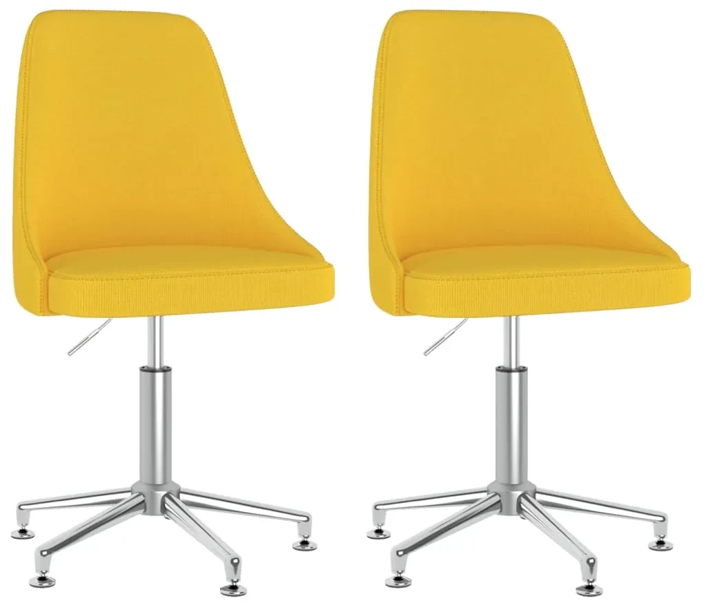 vidaXL Eetkamerstoelen draaibaar 2 st stof mosterdgeel