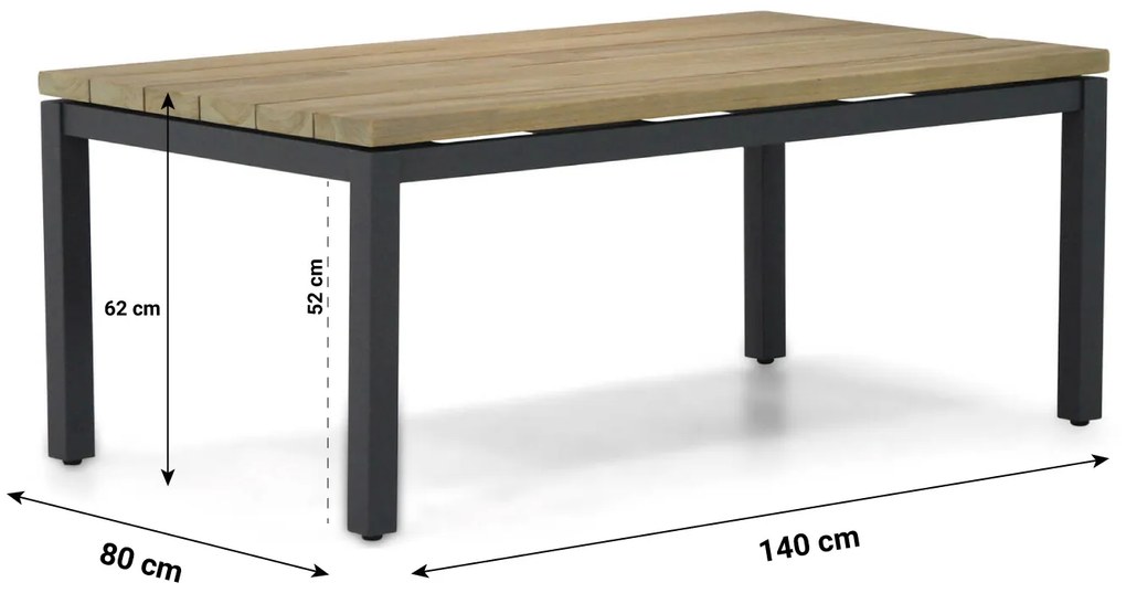 Dining Loungeset 5 personen Aluminium/teak Grijs  4 Seasons Outdoor Capitol/Lifestyle