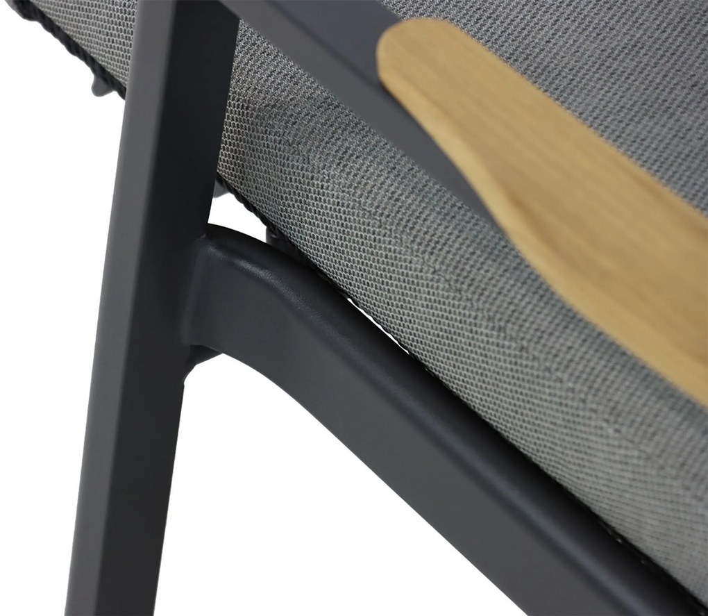 Coco Ralph Ligbed Verstelbaar Aluminium/wicker Grijs