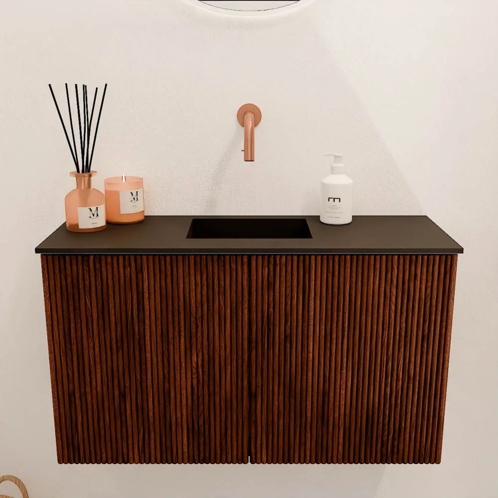 Mondiaz Joya 70cm toiletmeubel ruby met wastafel faye midden zonder kraangat urban