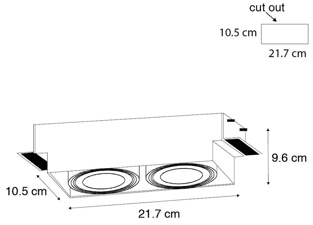 Inbouwspot wit GU10 AR70 trimless 2-lichts - Oneon Modern GU10 Binnenverlichting Lamp