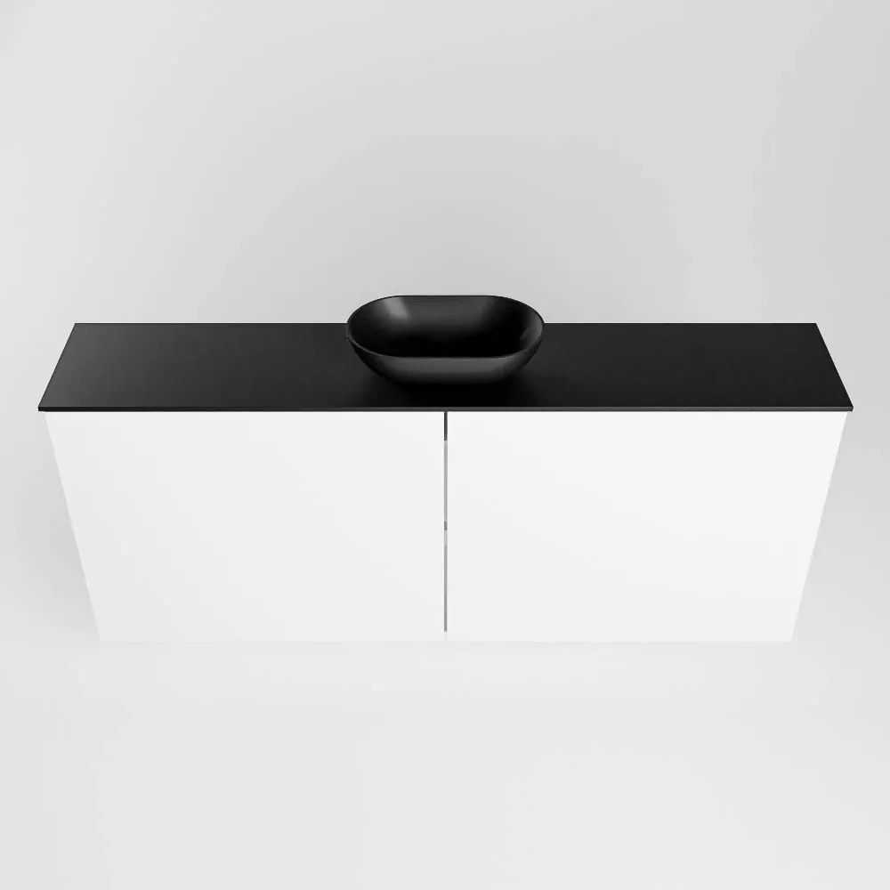 Mondiaz Fowy toiletmeubel 120cm talc met zwarte waskom midden zonder kraangat