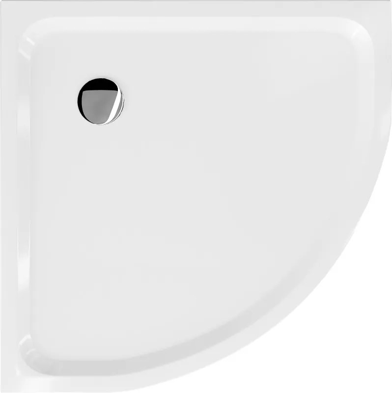 Mexen Flat halfronde douchebak slim 80 x 80 cm, wit, chrom afvoer - 41108080
