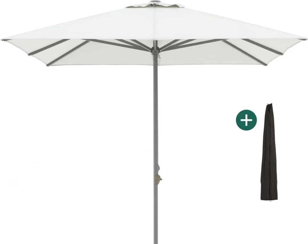 Parasol Shadowline Cuba | Inclusief hoes | Vierkant | 300x300cm | Met katrol | Grijs/Antraciet  | Kees Smit Tuinmeubelen
