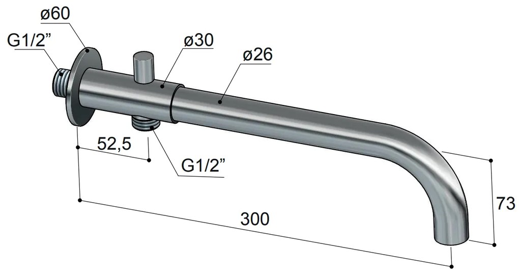 Hotbath Pal baduitloop 30cm chroom