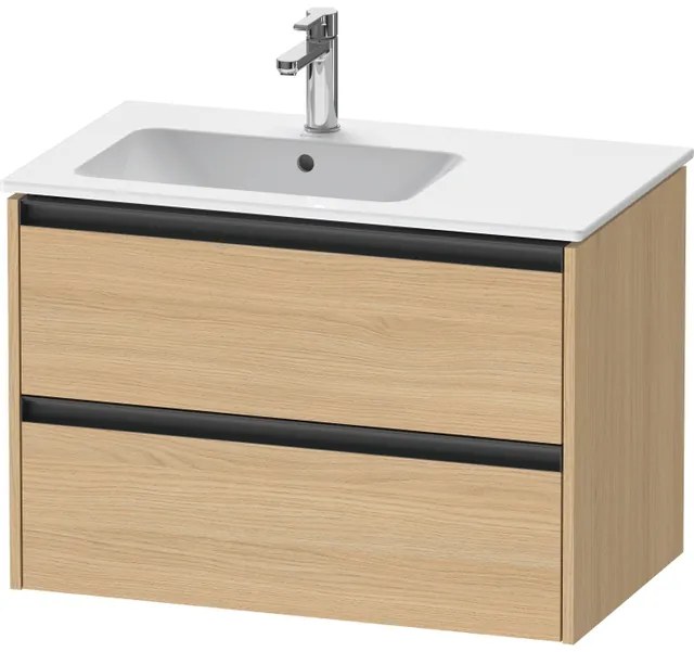 Duravit Ketho 2 wastafelonderbouwkast met 2 laden voor waskom links 81x48x54.9cm met grepen antraciet natuur eiken mat K25267030300000