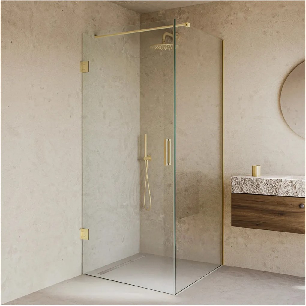 Saniclear Modern Brass douchecabine 80x90 met 90cm deur geborsteld messing