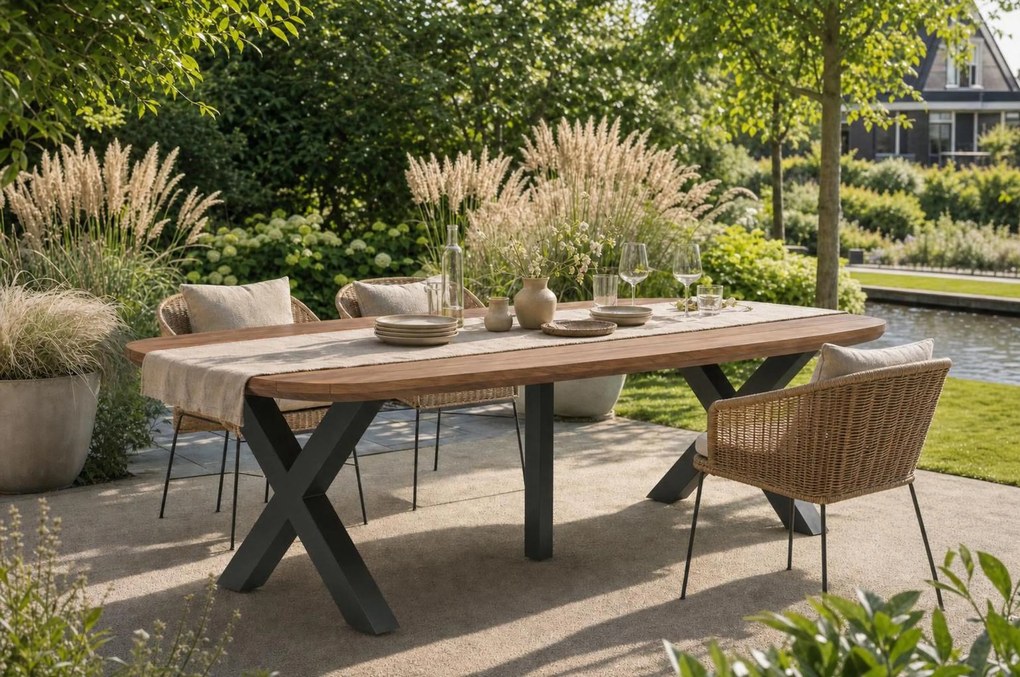 Dining Tuintafel rechthoekig 300 x 100 cm antracite Grijs Falcon/Cardiff