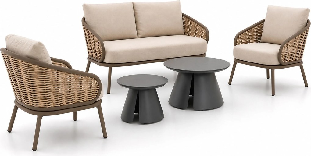 Stoel en Bank Loungeset 4 personen Aluminium Taupe Apple Bee Pine