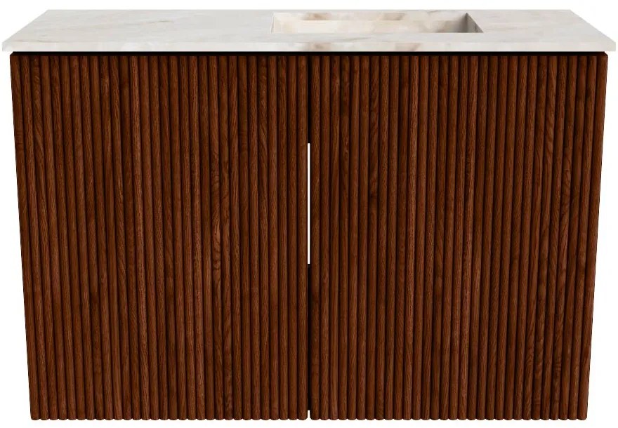 Mondiaz Joya DLux 60cm toiletmeubel ruby met wastafel faye rechts zonder kraangat frappe