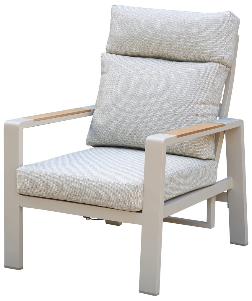 Ripasso verstelbare lounge tuinstoel latte zand aluminium teak