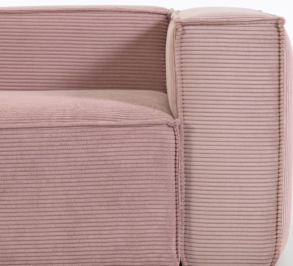 Kave Home Blok Moderne Hoekbank Ribstof Roze 320 X 290 Cm