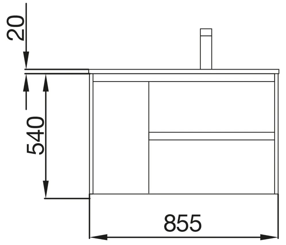 Muebles Note asymmetrisch badmeubel 85cm 1 kraangat rechts caledonia