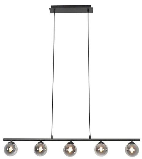 Moderne hanglamp zwart 100 cm 5-lichts met smoke glas - Athens