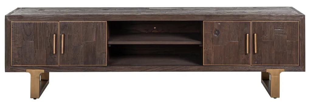 Richmond Interiors Cromford Mill Tv-meubel Donker Hout Brushed Gold - 200x45x56cm.