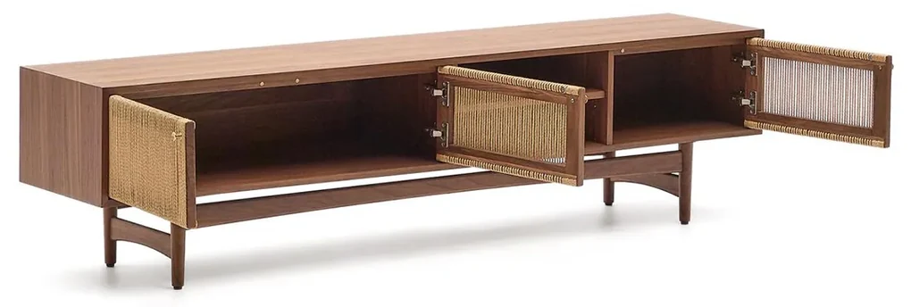 Kave Home Elan Retro Tv-meubel Walnoot Met Touw - 200x40x50cm.