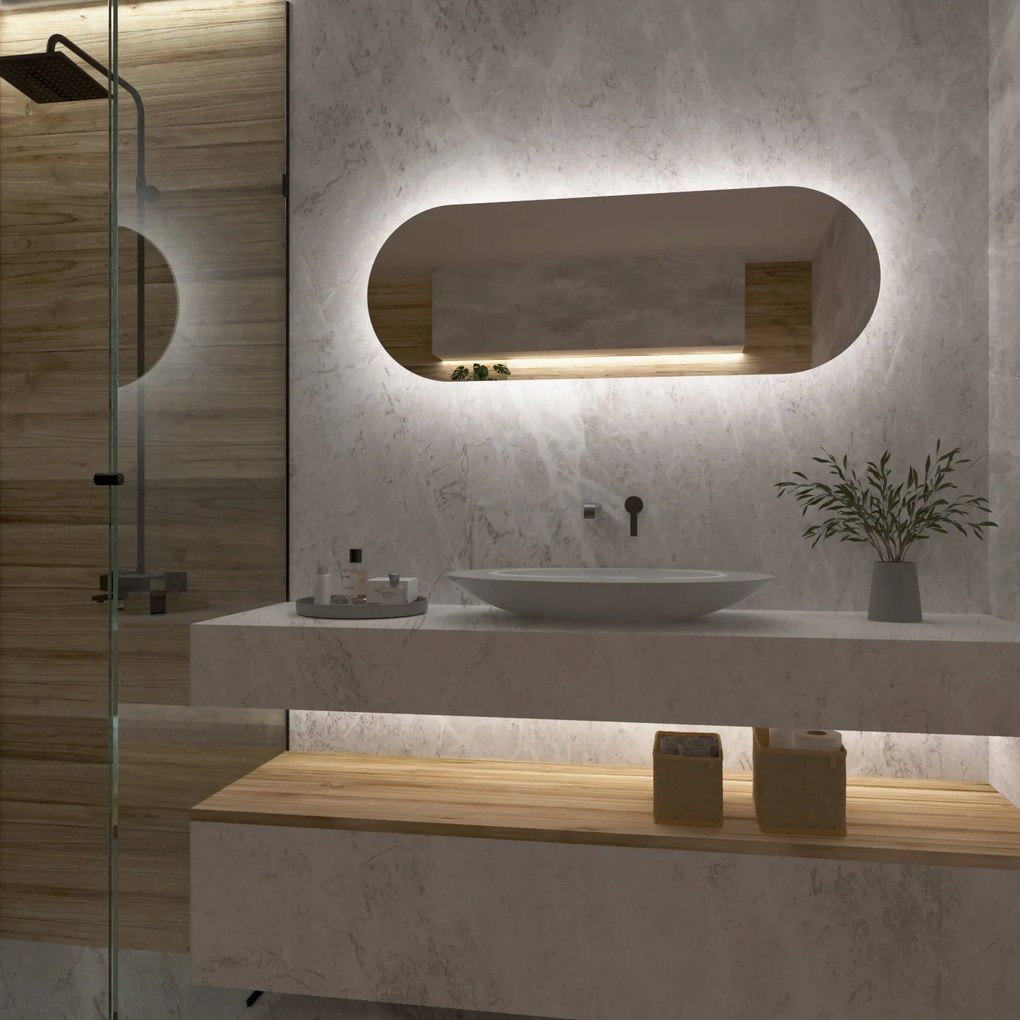 Capsulevormige spiegel met LED-verlichting G4