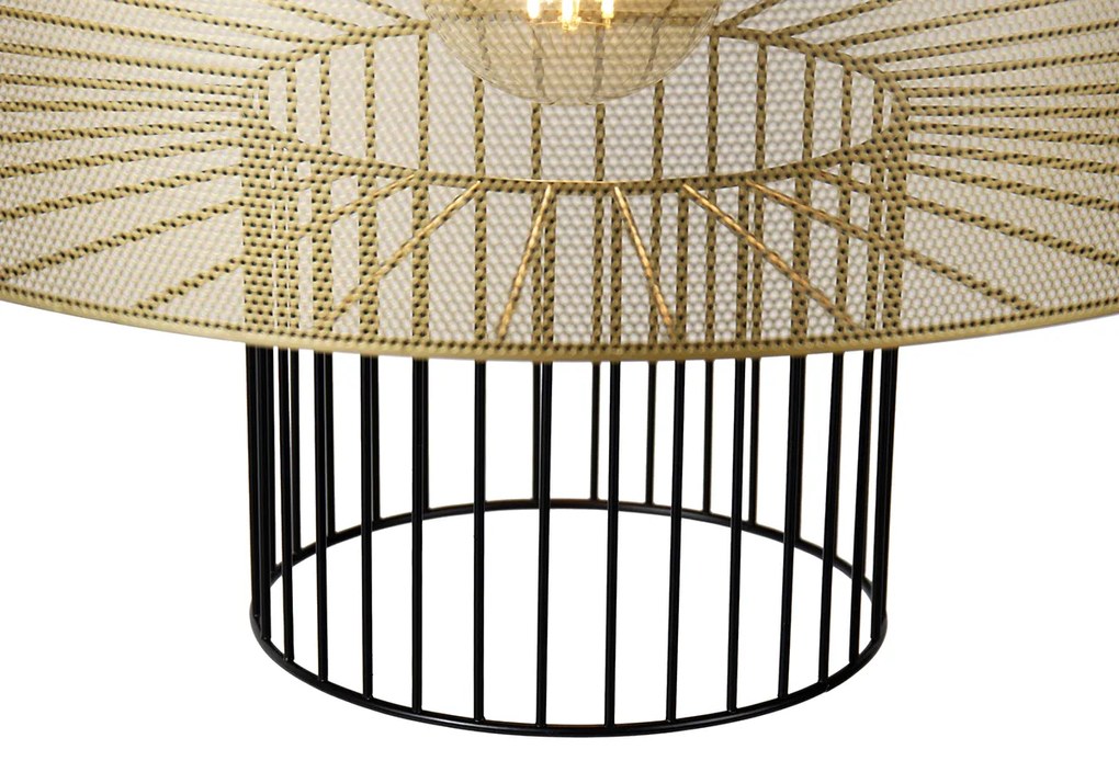 Smart hanglamp goud met zwart 50 cm incl. Wifi G95 - Tess