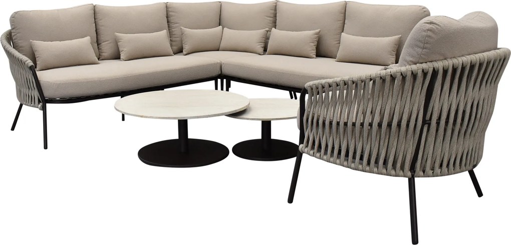 Sarenza hoek loungeset 6 delig zand rope terre frame