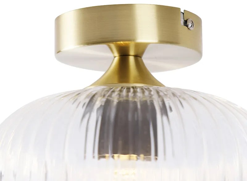 Art Deco plafondlamp messing met helder glas - Karel Art Deco E27 rond Binnenverlichting Lamp