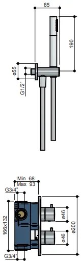 Hotbath Get Together IBS1A inbouw regendouche met 15cm plafondarm, glijstang en 30cm hoofddouche chroom